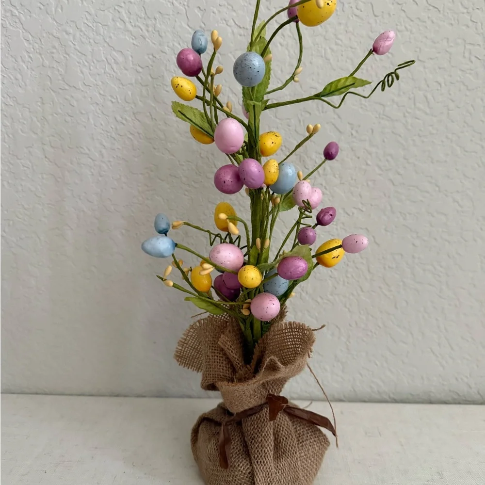 Colorful Easter egg tree Arrangement in Burlap Wrap